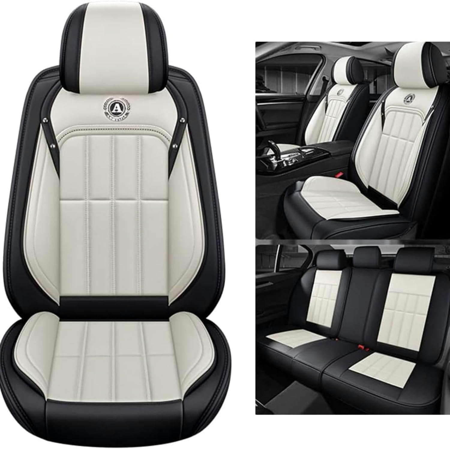 UQABS Auto Sitzbezüge Sets,für Mercedes Benz S-Klasse Amg S65 W221 Amg S63 V222 Amg S65 V222 Amg S65 A217，Universal Autositzbezüge、Airbag kompatibel-Schwarz und weiß von UQABS