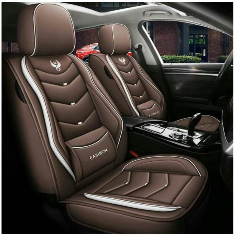 UQABS Auto Sitzbezüge Sets,für Mitsubishi ASX Pajero Sport Pajerocross Grandis Cuero Funda Asiento，Universal Autositzbezüge、Airbag kompatibel-Braun von UQABS