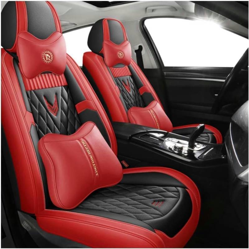 UQABS Auto Sitzbezüge Sets,für Renault-Megane Iii Grandtour/Renault-Megane Ii Ranchera Familiar，Universal Autositzbezüge、Airbag kompatibel-Schwarz und rot von UQABS