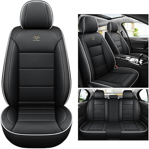 UQABS Auto Sitzbezüge Sets,für Vw Volkswagen Tiguan Allspace Magotan Scirocco Phaeton Passat，Universal Autositzbezüge、Airbag kompatibel-Schwarze Weiße Linie von UQABS