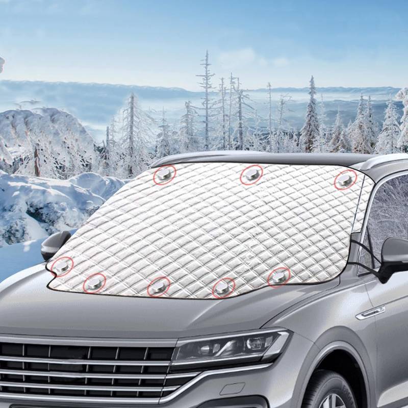 UQTUKO Frontscheibenabdeckung, Auto Scheibenabdeckung mit Magnet Faltbare Windschutzscheibe Abdeckung Auto Abdeckung Winterabdeckung Eisschutzfolie gegen Frost, Sonne, Staub, Schnee, EIS, 147x116 cm von UQTUKO