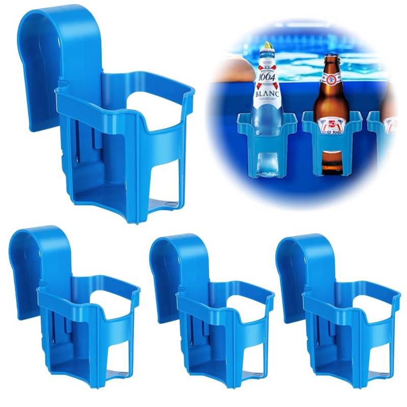 UQTUKO Pool Getränkehalter, 4 Stück Poolrand Getränkehalter aus Kunststoff Multifunktionale Pool Becherhalter Cup Holder Poolside Drink Hanging Getränkehalter Ohne Verschütten, Blau von UQTUKO