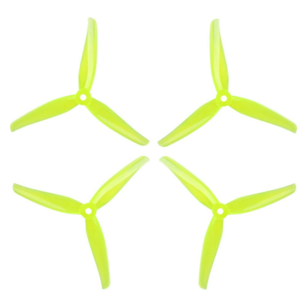 20 Stück 10 Paar 5-Zoll-Tri- und 3-Propeller mit 5-mm-Befestigungsloch, kompatibel mit FPV-Drohnenteilen(Crystal yellow) von UQXJK