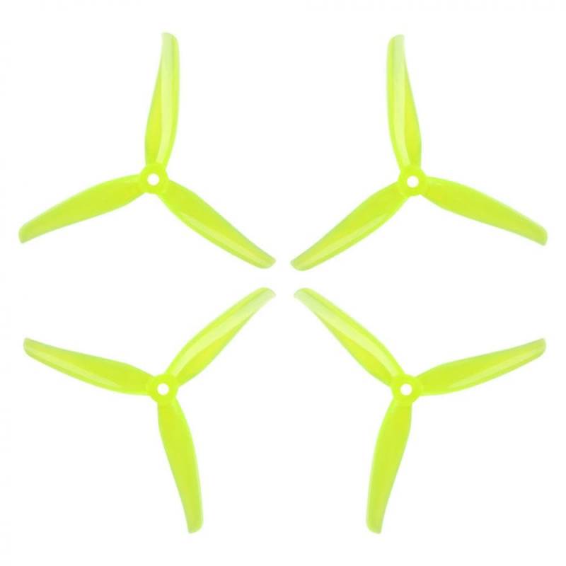 20 Stück 10 Paar 5-Zoll-Tri- und 3-Propeller mit 5-mm-Befestigungsloch, kompatibel mit FPV-Drohnenteilen(Crystal yellow) von UQXJK