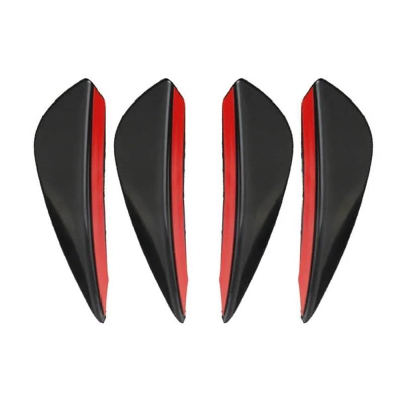 Auto-Frontspoiler 4/6 Stücke Universal Auto Tuning Canard Dekor Frontschürze Lip Dekoration Diffusor Splitter Flossen Körper Spoiler Canards Wertigkeit Kinn Frontstoßstange(4PCS Black) von URAGER