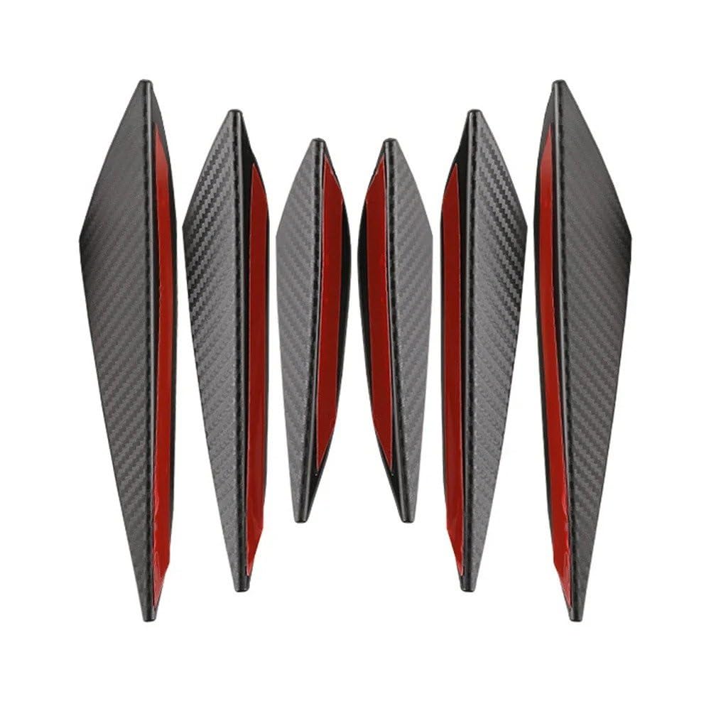 Auto-Frontspoiler 4/6 Stücke Universal Auto Tuning Canard Dekor Frontschürze Lip Dekoration Diffusor Splitter Flossen Körper Spoiler Canards Wertigkeit Kinn Frontstoßstange(6PCS Carbon Fiber) von URAGER