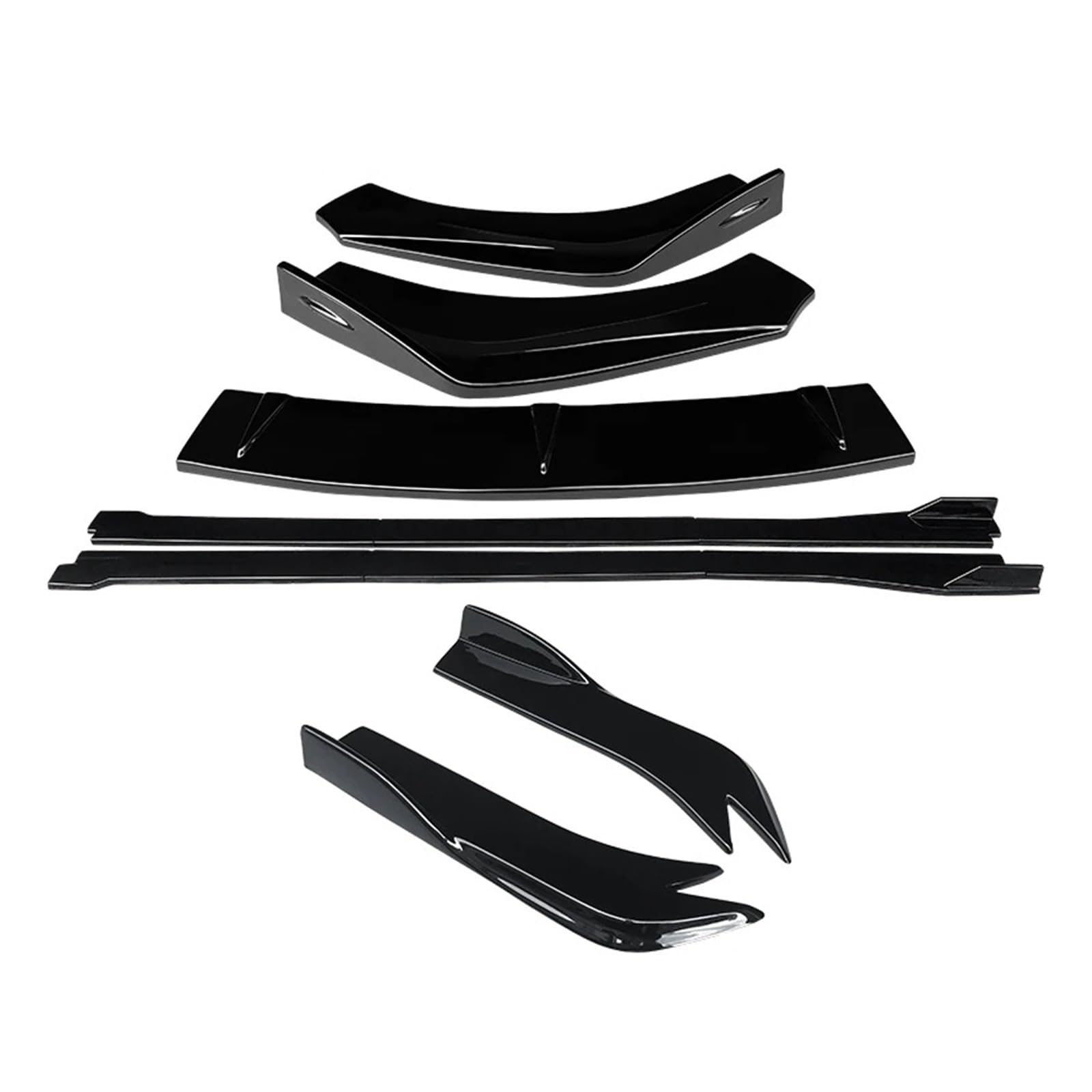 Auto-Frontspoiler Für RS6 Für A6 2013-2018 Zubehör Für Die Auto Front Stoßstange Splitter Lip Body Kit Spoiler Seite Röcke Extensions Hinten Wrap Winkel Frontstoßstange(Gloss Black) von URAGER