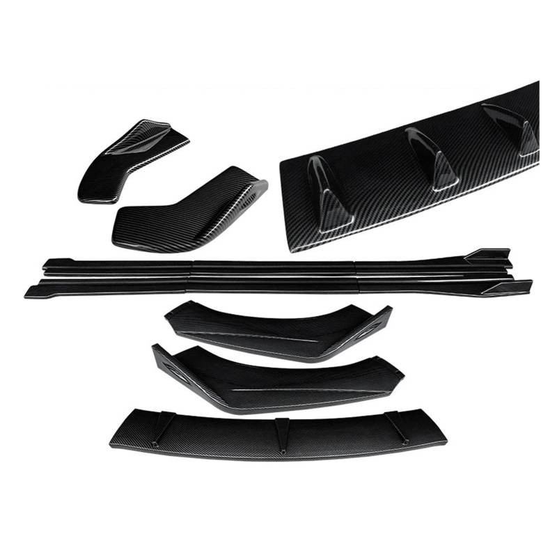 Auto-Frontspoiler Für TT Für TTRS 2004-2019 ABS Auto Front Stoßstange Splitter Lip Body Kit Spoiler Hinten Wrap Winkel Shark Fins Seite Röcke Extensions Frontstoßstange(Carbon Fiber Look A) von URAGER