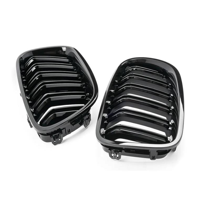 Auto Kühlergrill Auto Glänzend Schwarz Nierengrill Dual Lamellen Racing Grill Ersatzteil Für 5er F10 F11 F18 520d 530d 540i 2010 11 12 13 14 15 16 2017 Front Kühlergrille(Glossy Black) von URAGER