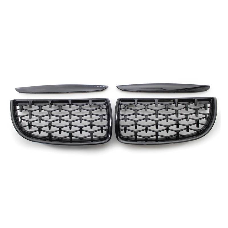 Auto Kühlergrill Auto Vollchrom Front Nierengrill Für E90 E91 3er Serie 2005 2006 2007 2008 Racing Grills Glanz Schwarz Stil Front Kühlergrille(Schwarz) von URAGER