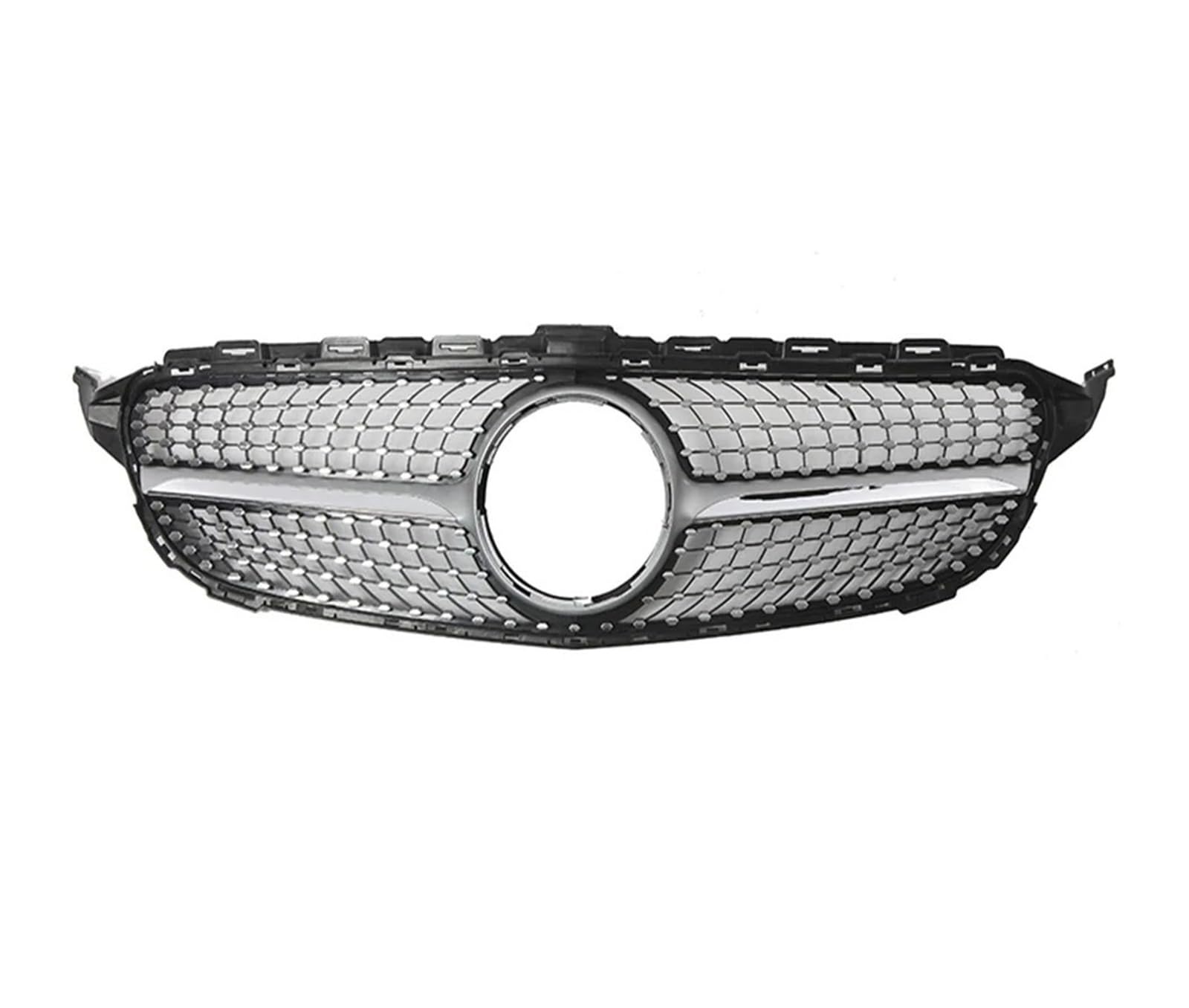 Auto Kühlergrill Frontgrill Für Die Stoßstange Für Benz C-Klasse W205 C180 C200 C250 C300 2015 2016 2017 2018, Renngitter Im Chrom-Schwarz-Diamant-Stil Front Kühlergrille(Diamonds-Silver) von URAGER