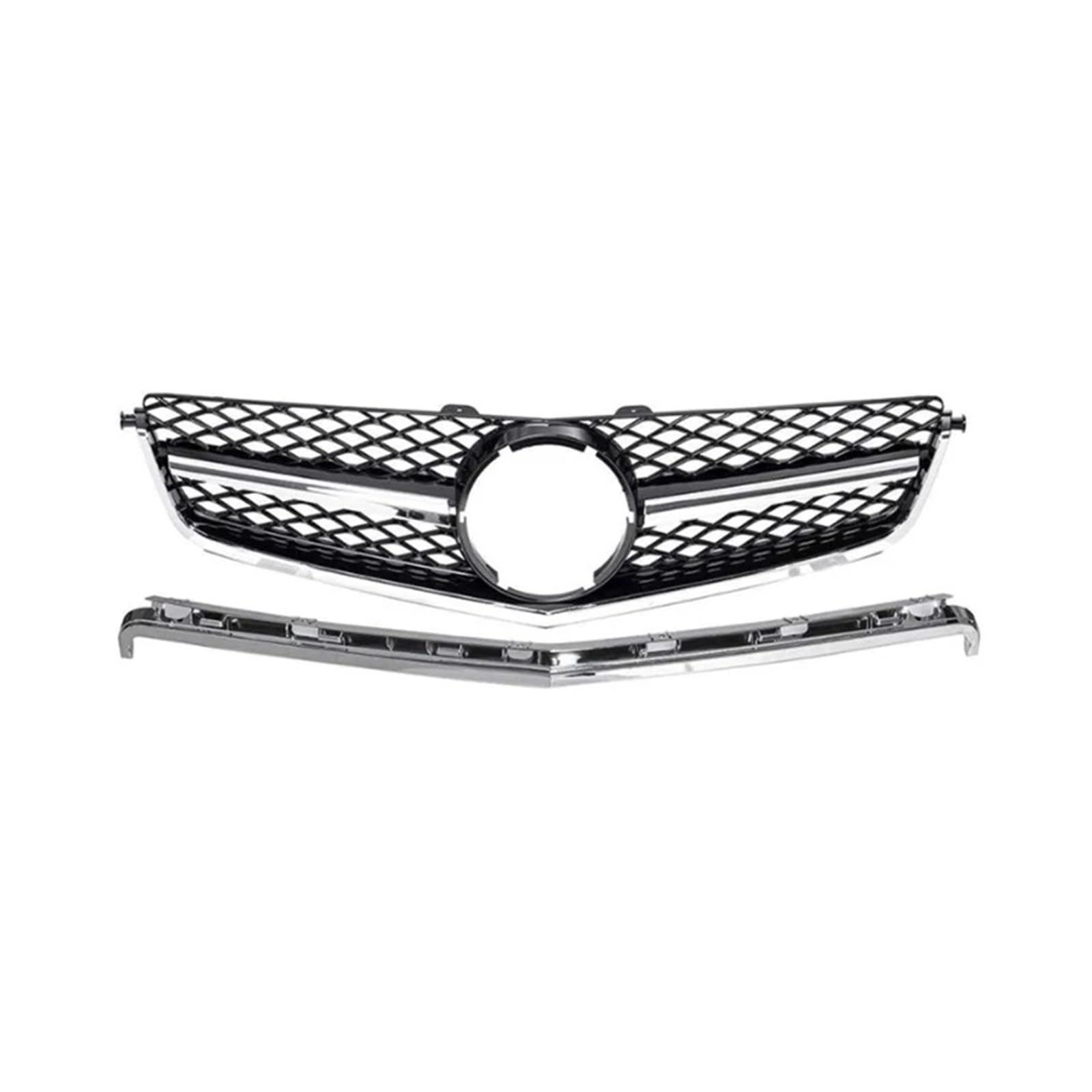 Auto Kühlergrill Für Benz C Klasse W204 C63 Für AMG 2008 2009 2010 2011 Tuning Grills Front Stoßstange Kühlergrill Haube Grill Front Kühlergrille(Silber) von URAGER