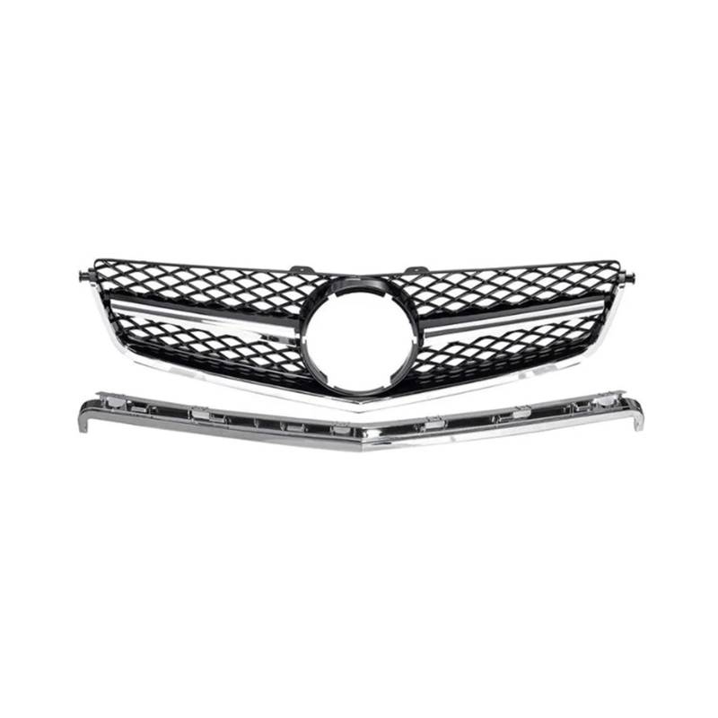 Auto Kühlergrill Für Benz C Klasse W204 C63 Für AMG 2008 2009 2010 2011 Tuning Grills Front Stoßstange Kühlergrill Haube Grill Front Kühlergrille(Silber) von URAGER