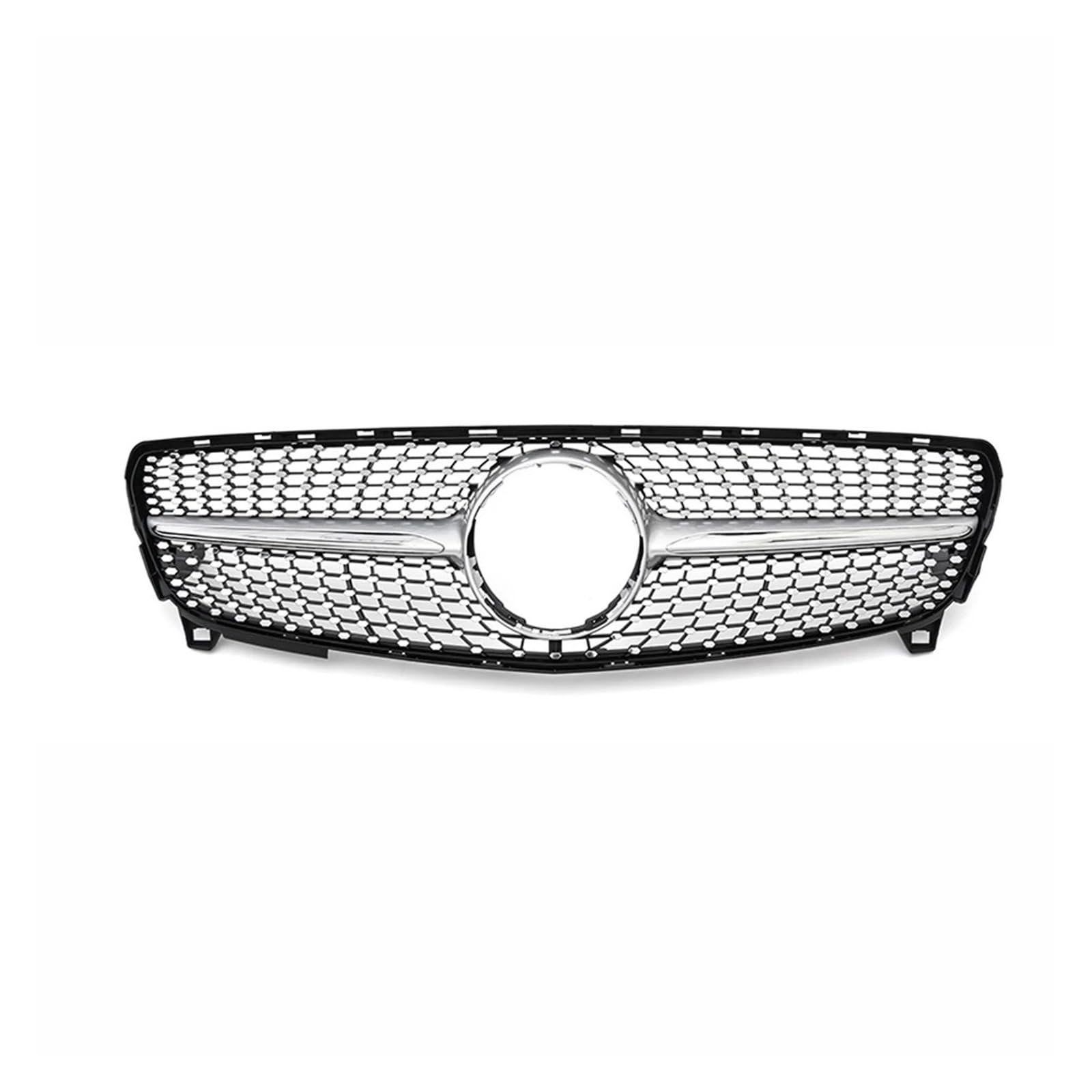 Auto Kühlergrill Für Benz Für A-Klasse W176 2016-2018 A180 A200 A250 A45 Für AMG Chrom Black Diamonds Style Kühlergrill Schwarz Für GTR Frontstoßstangengrill Front Kühlergrille(Diamonds-Silver) von URAGER