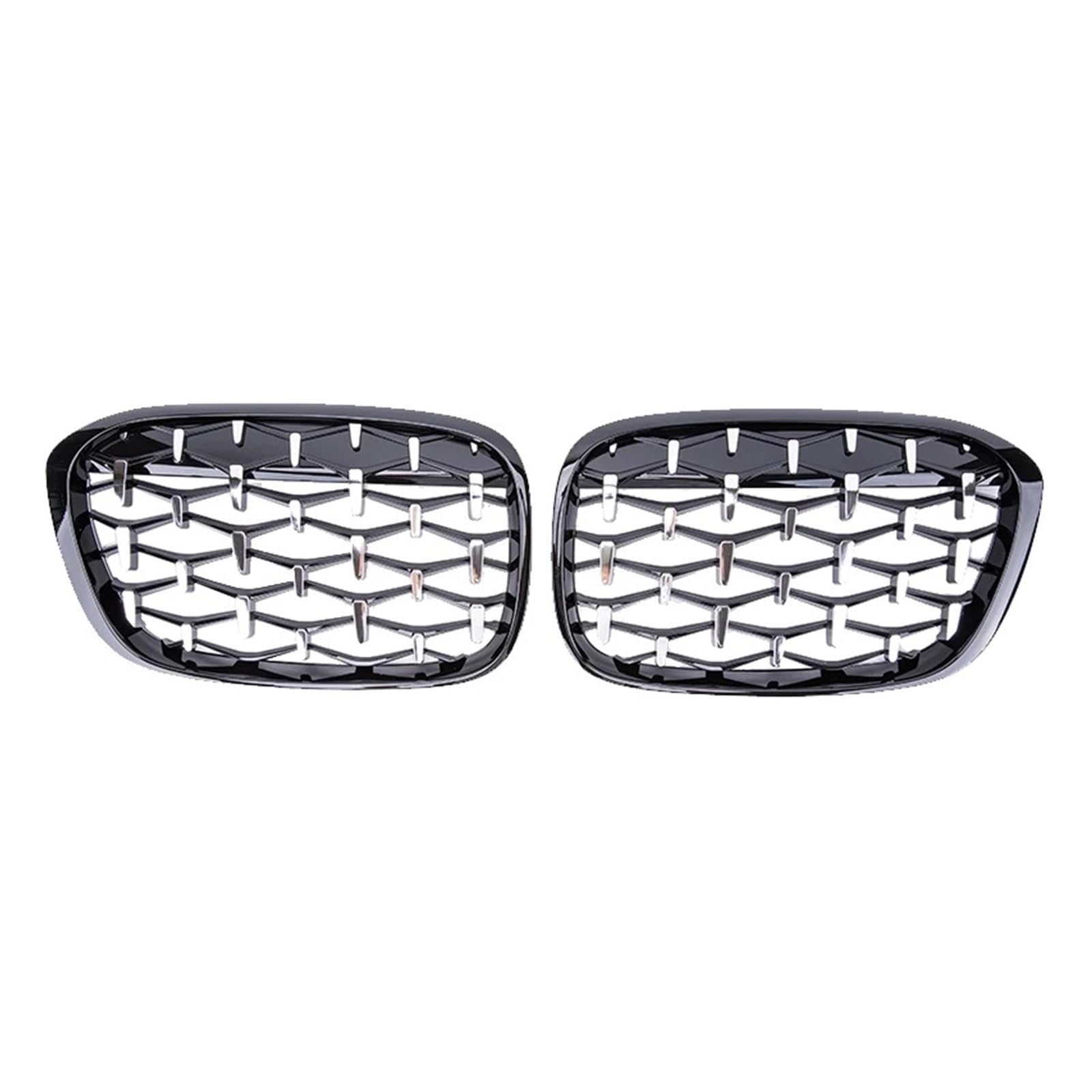 Auto Kühlergrill Für Für X1 F48 F49 2016-2019 Auto Diamant Front Niere Grill Racing Grill Glanz Schwarz Grills Zubehör Grills Auto Styling Gitter Front Kühlergrille(Black Silver) von URAGER