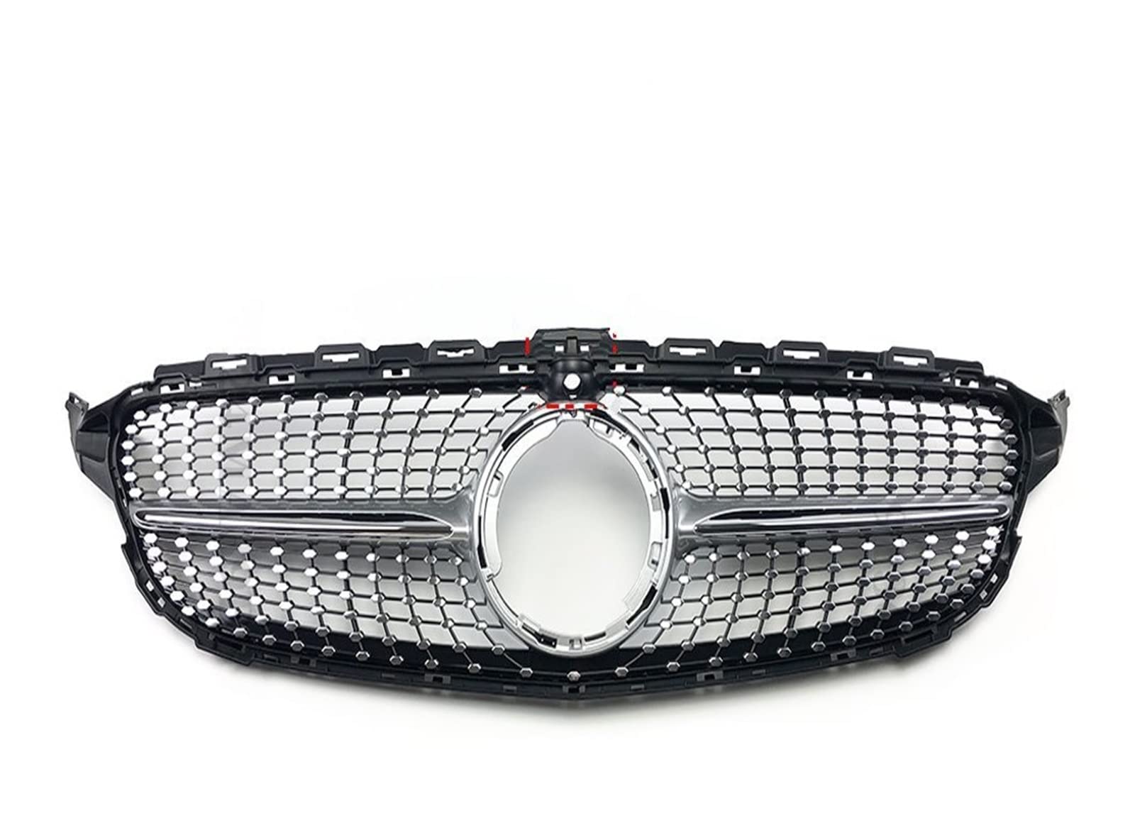 Front Kühlergrille Kühlergitter Für Benz W205 C205 S205 C43 C 2014-2021 C200 C260 C180 C250 C300 Für Coupe Für AMG Tuning GT Diamant Front Stoßstangengrill Frontgrill(19-21Silver with Cam-2) von URAGER