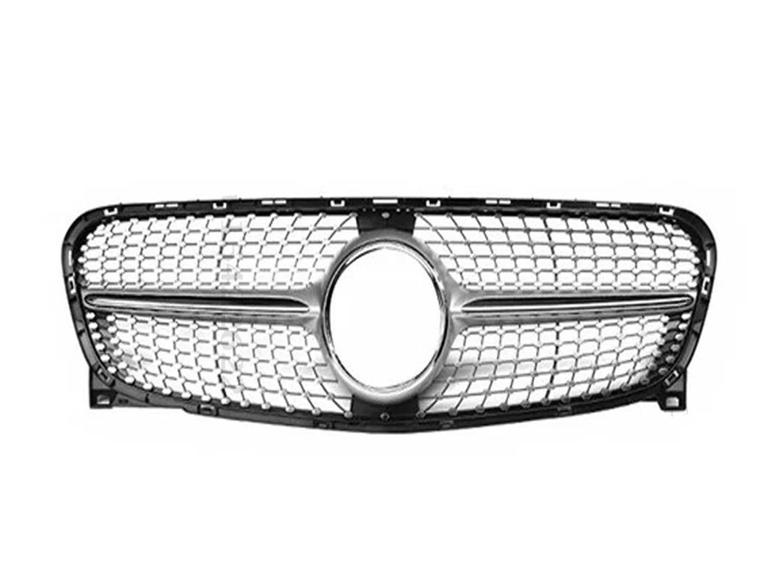 Front Kühlergrille Kühlergitter Haubengrill Fronthaubengrill Racing Grill Für Benz Für GLA X156 2014 2015 2016 2017 2018 2019 Mesh Tuning Zubehör Facelift(17-19 Diamond Silver) von URAGER