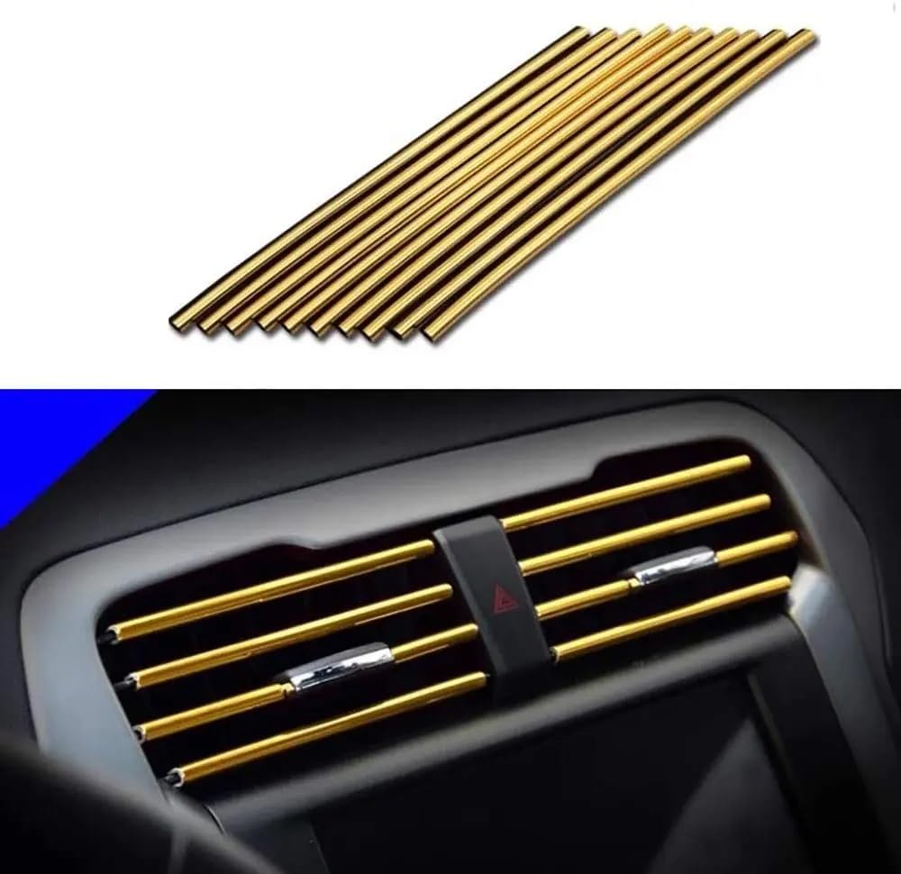 Interieur Dekor 10 Stücke 20 cm Auto Klimaanlage Vent Outlet Zierleiste U-Form Chrom PVC Bunte Glänzende Auto Zierleiste Für Auto Dekoration Auto Zubehör Innenraum(Gold) von URAGER