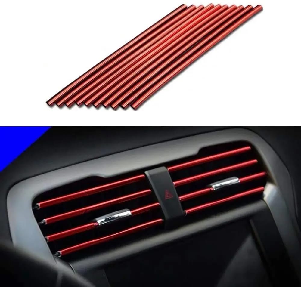 Interieur Dekor 10 Stücke 20 cm Auto Klimaanlage Vent Outlet Zierleiste U-Form Chrom PVC Bunte Glänzende Auto Zierleiste Für Auto Dekoration Auto Zubehör Innenraum(Rot) von URAGER