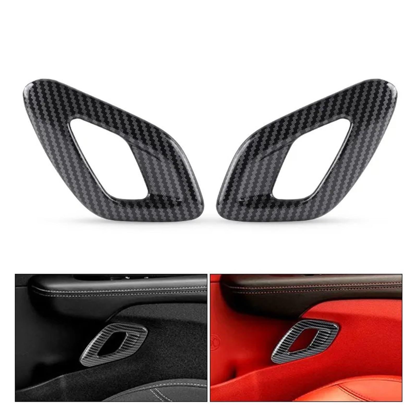 Interieur Dekor 2X Innere Tür Greifen Griff Abdeckung Trim Carbon Faser Stil Für Dodge Für Challenger 2015 2016 2017 2018 2019 2020 2021 Anti-Scraping Auto Zubehör Innenraum von URAGER