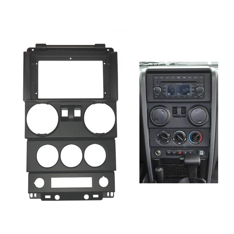 Interieur Dekor 9 Zoll Für Jeep Für Wrangler Für Rubicon 2008 2009 2010 Auto Radio Fascia Video Panel Player Audio Dash 2 Din Rahmen Dashboard Mount Kit Auto Zubehör Innenraum(Fascia Cable,2 WD) von URAGER