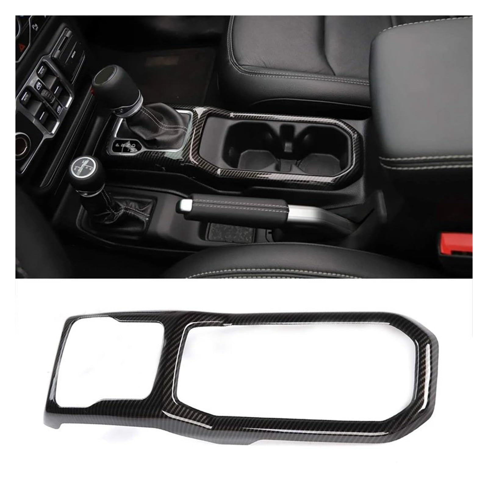 Interieur Dekor Auto Front Wasser Tasse Halter Dekoration Abdeckung 4WD Getriebe Shift Panel Innenleisten Zubehör Für Jeep Für Wrangler Für JL 2018-2023 Auto Zubehör Innenraum(Carbon Fiber Cup) von URAGER