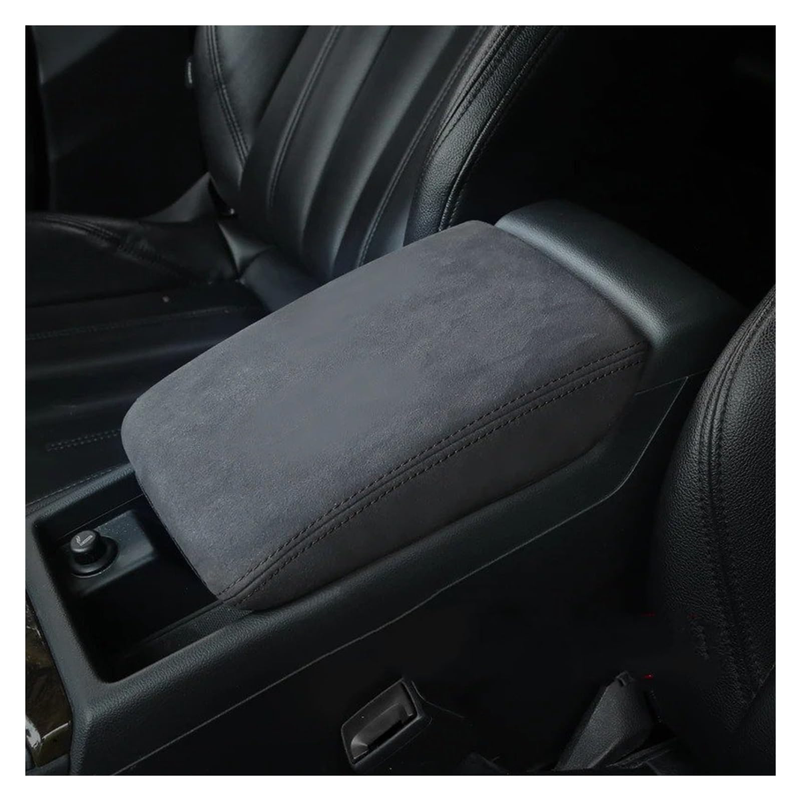 Interieur Dekor Für A4 B8 2009 2010 2011 2012 2013 2014 2015 2016 Auto Innen Zubehör Zentrale Steuerung Leder Armlehne Box Schutzhülle Auto Zubehör Innenraum(Suede Black Thread) von URAGER