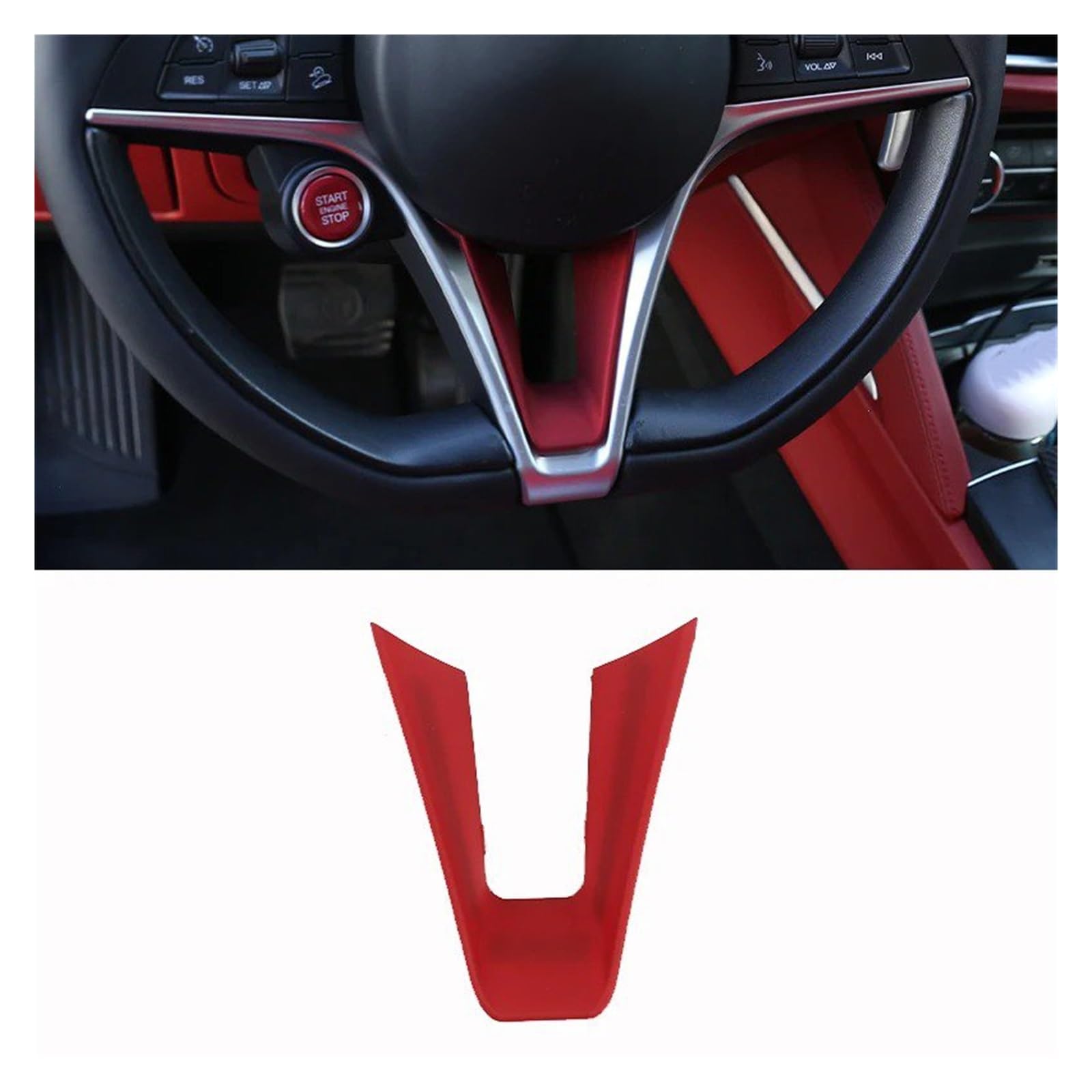 Interieur Dekor Innen Zubehör Für Alfa Für Romeo Für Giulia Für Stelvio 2017 2018 2019 ABS Carbon Faser Stil Auto Lenkrad Abdeckung Trim Auto Zubehör Innenraum(Style F-1 pcs) von URAGER