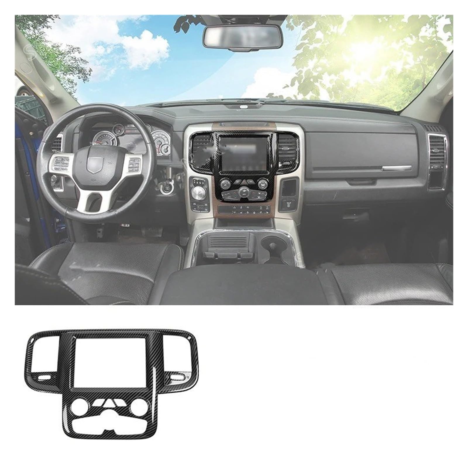 Interieur Dekor Innendekoration Abdeckung Trim Zubehör Für Dodge Für Ram 1500 2010 2011 2012 2013 2014 2015 2016 2017 ABS Carbon Faser Auto Zubehör Innenraum(Navigation Panel) von URAGER