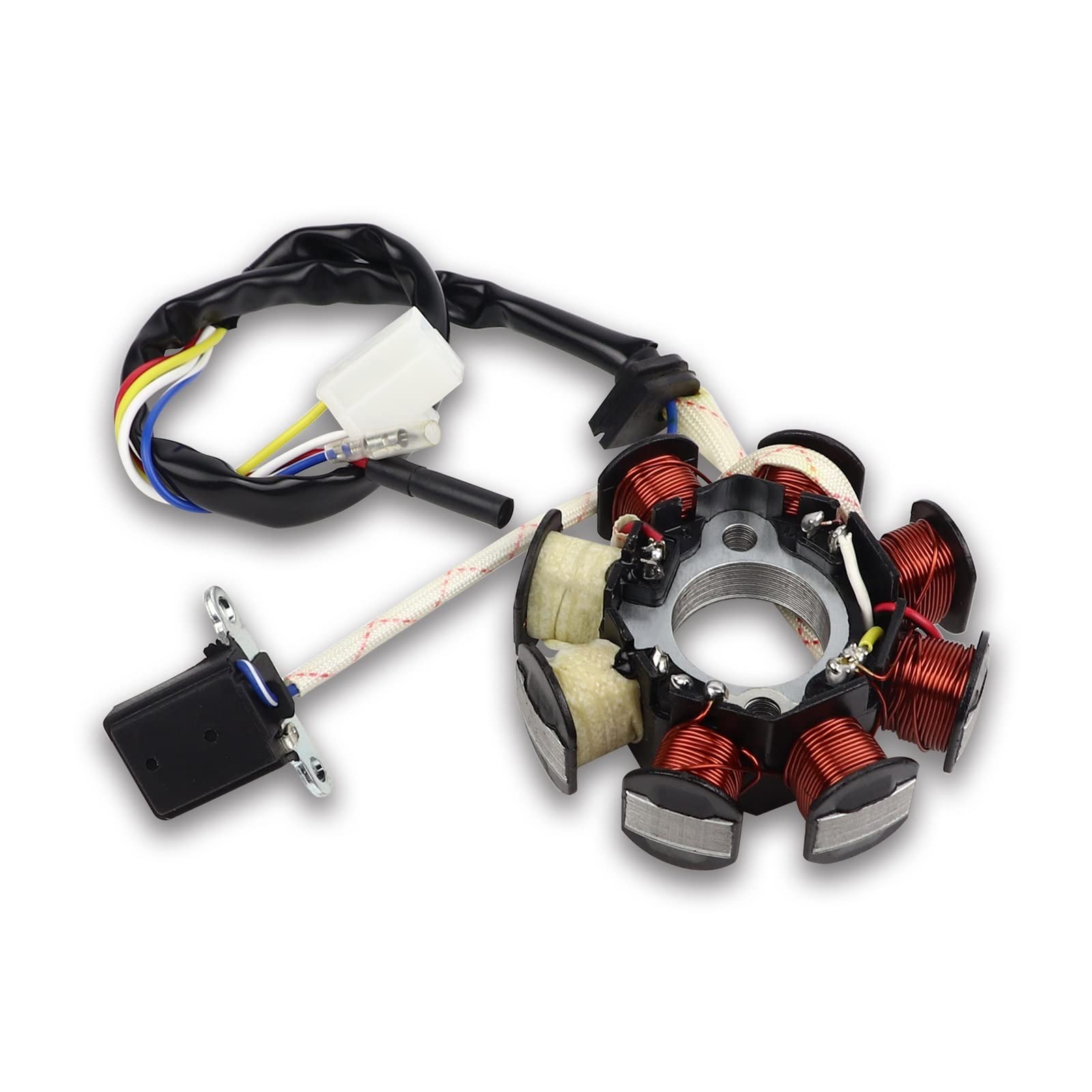 Motorrad Gleichrichter Lichtmaschine Stator Zündspule Stator Magneto 8-polig Für GY6 49cc 50cc 110cc 125cc 150cc 139QMB 152QMI 147QMD 157QMJ Scooter Moped ATV Go Kart von URAGER