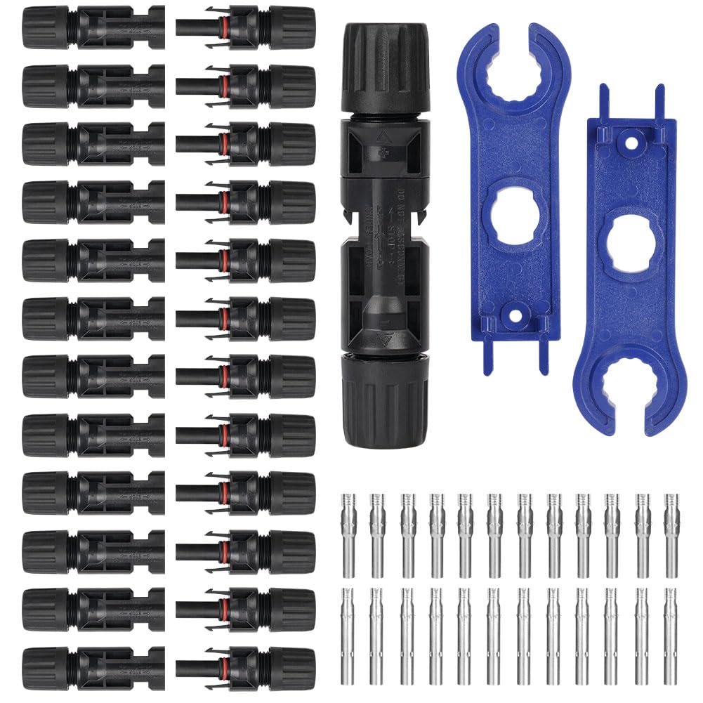 URAQT 12 paar Solar Stecker Set, Solarpanel Stecker IP67 Wasserdicht mit 2 Werkzeug, Solarstecker für PV Kabel MC4 Stecker Werkzeu, Ladereglerzubehör Solarstecker Schwarz von URAQT