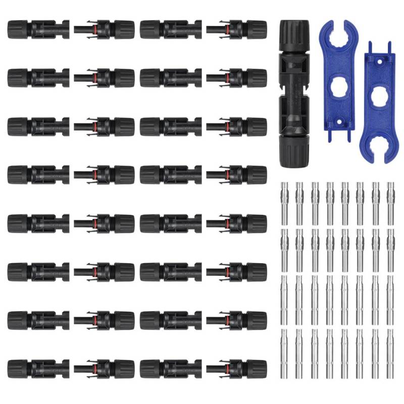 URAQT 16 paar Solar Stecker Set, Solarpanel Stecker IP67 Wasserdicht mit 2 Werkzeug, Solarstecker für PV Kabel MC4 Stecker Werkzeu, Ladereglerzubehör Solarstecker Schwarz von URAQT