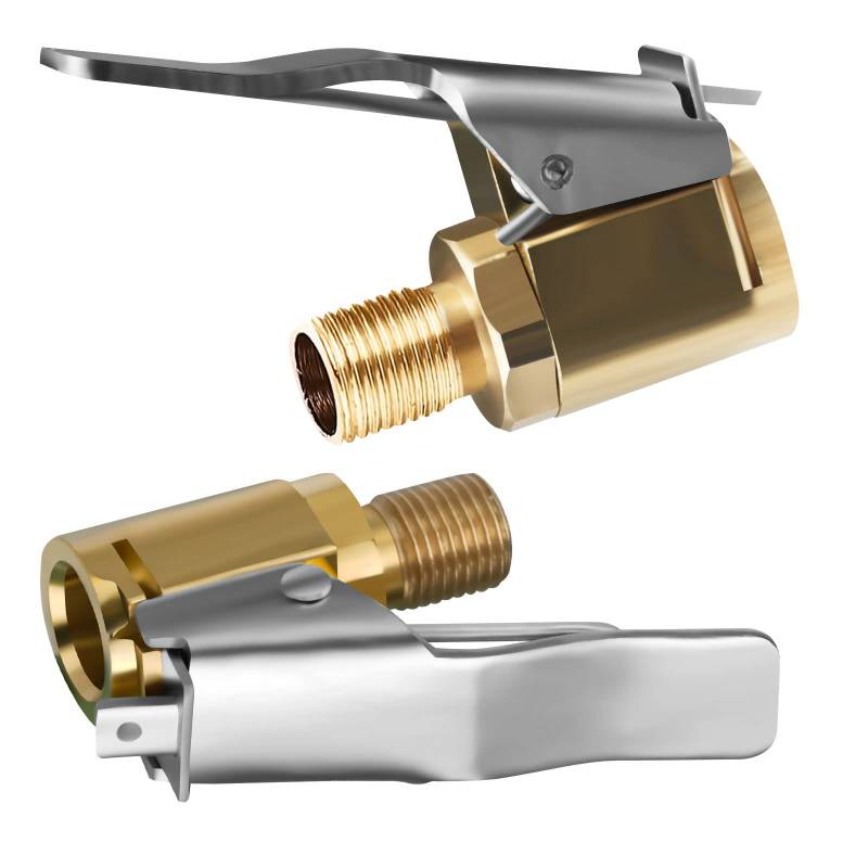 URAQT Autoventil Hebelstecker Air Chuck, 2 Stück 8mm Messing Reifenfüllnippel Ventilaufsatz Momentstecker Hebelstecker Reifen Ventil Luftpumpe Clip für alle Reifenventile mit Ventilgewinde von URAQT