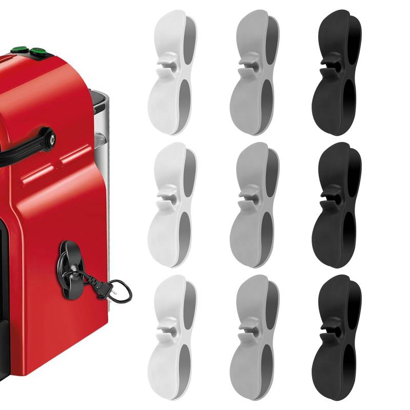 URAQT Kabel Organizer für Geräte, 9 Stück Selbstklebend Kabelclips Kabelaufwickler Netzkabel Organizer Kabelführung Kabelverkürzer Kabelaufwicklung für Küchengeräte Mixer Reiskocher Air Fryer von URAQT