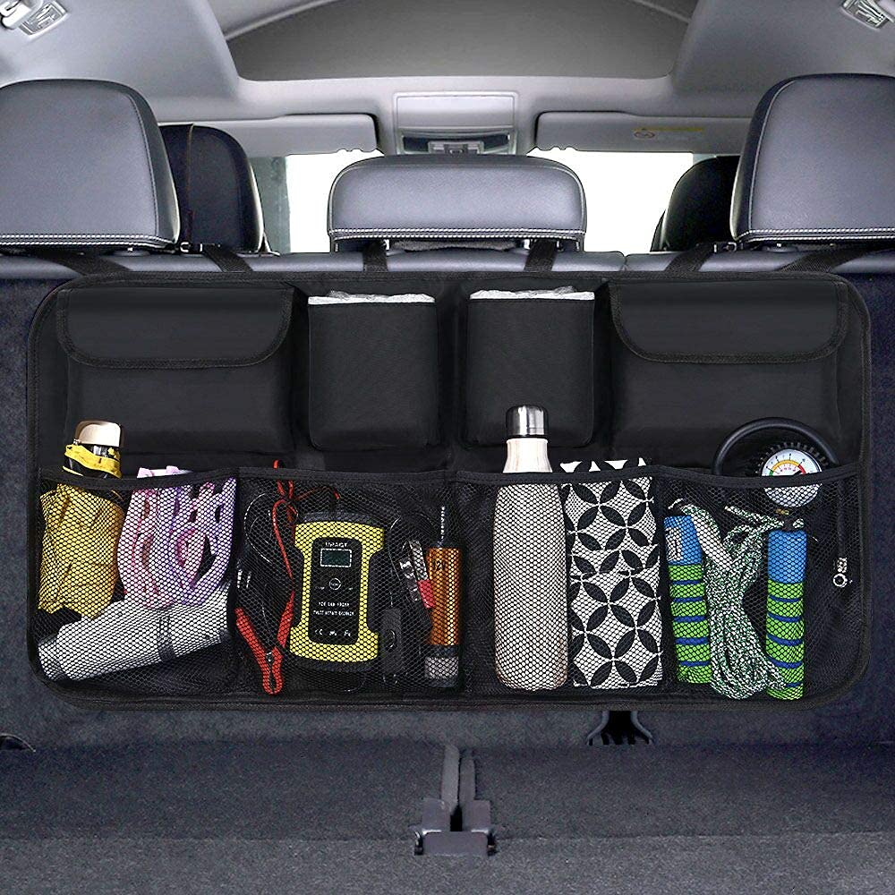 URAQT Kofferraum Organizer, Auto Aufbewahrungstasche, Kofferraumtasche, Wasserdichten Taschen mit Starkes elastisches, Zauberstabstruktur für SUV, Schwarz von URAQT