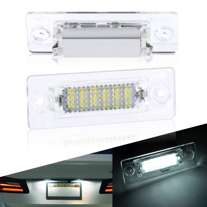 URAQT LED Lizenz Kennzeichenbeleuchtung, 2 Stücke 6500 K Kennzeichenleuchte 400Lm Heckleuchte Weiß Kennzeichen 12V Eingebauter Canbus für VW von URAQT