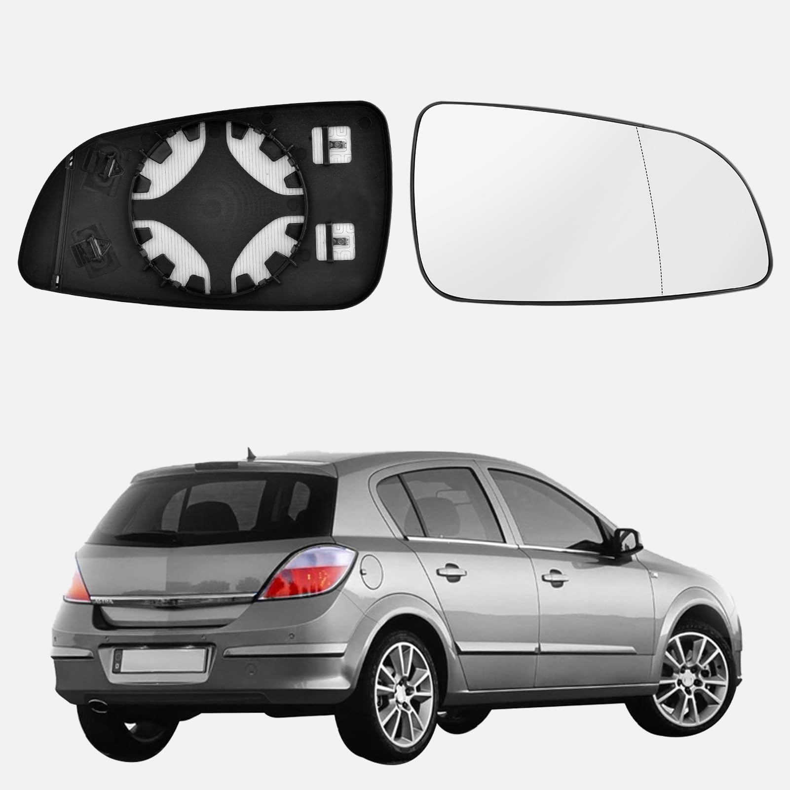 URAQT Spiegelglas für Opel Corsa Rechts Beheizbar, Außenspiegel Konvex Klar Beheizt Fahrerseite Beheizbar Asphärisch mit Trägerplatte Türspiegelglas Außenspiegel (13141984 6428785 6428786) von URAQT