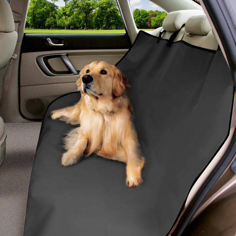 URAQT Universal Kofferraumschutz, 600D Oxford Wasserdichter Kofferraumdecke Hundedecke Auto Schwarz Autoschondecken für Hunde Hundedecke Auto Rückbank Kommt mit 4 Kopfstützengurten 145cm x 125 cm von URAQT