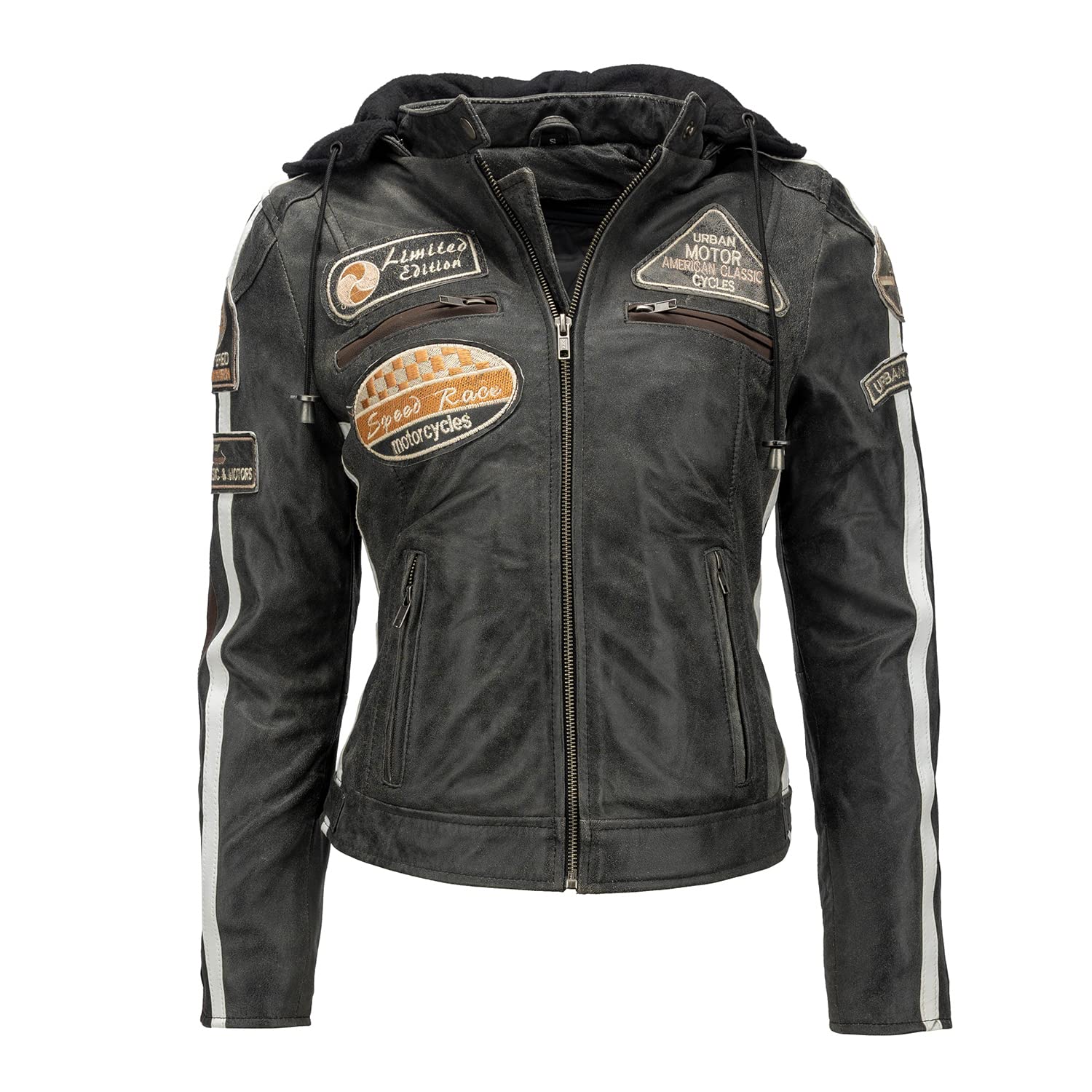 URBAN 5884 Motorradjacke Damen Mit Protektoren, Damenjacke aus Lammleder, Protektoren für Rücken, Schultern und Ellenbogen, Breaker, 2XL/58 von URBAN 5884