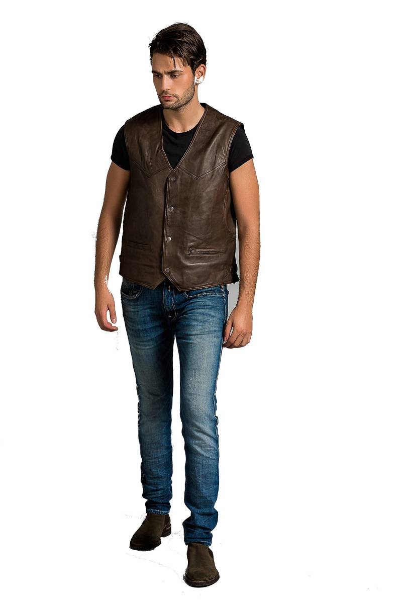 Billy Waistcoat, Ontorio Brown, Size L von Urban Leather