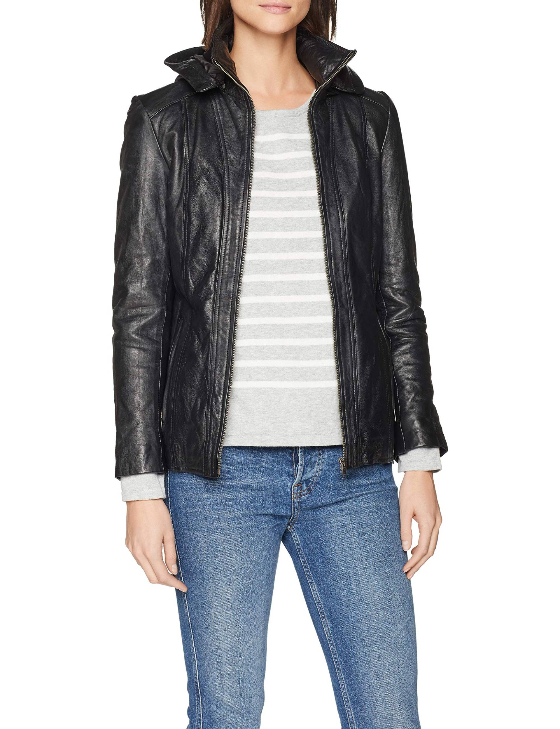 Urban Leather Damen Lederjacke mit Kapuze Sk1, Schwarz (Black), 3XL von Urban Leather