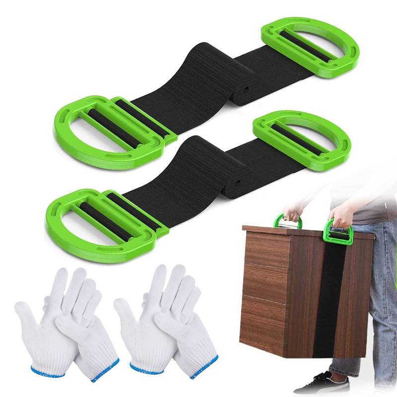 2 Set Transportgurt Set, Transportgurt Schwerlast Tragegurt Möbel Transport Gurt 2 Paare vonrutschfesten Handschuhen für Möbel, Boxen, Klavier, Bücherregalen von URCheers