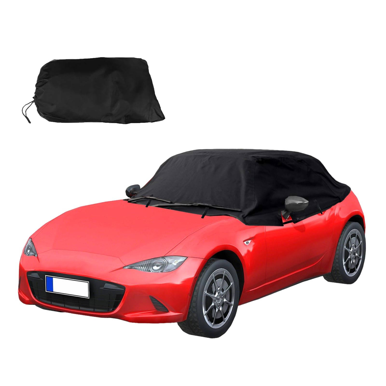 wasserdichte Autoabdeckung Halbgarage für Mazda, Oxford wasserdichte UV-Schutz Staubdichte Abdeckung vor Sonne EIS Frost Schnee für Mazda MX-5 MK1 NA MK2 NB MK2.5 1989-2023, 600D (Schwarz) von URCheers