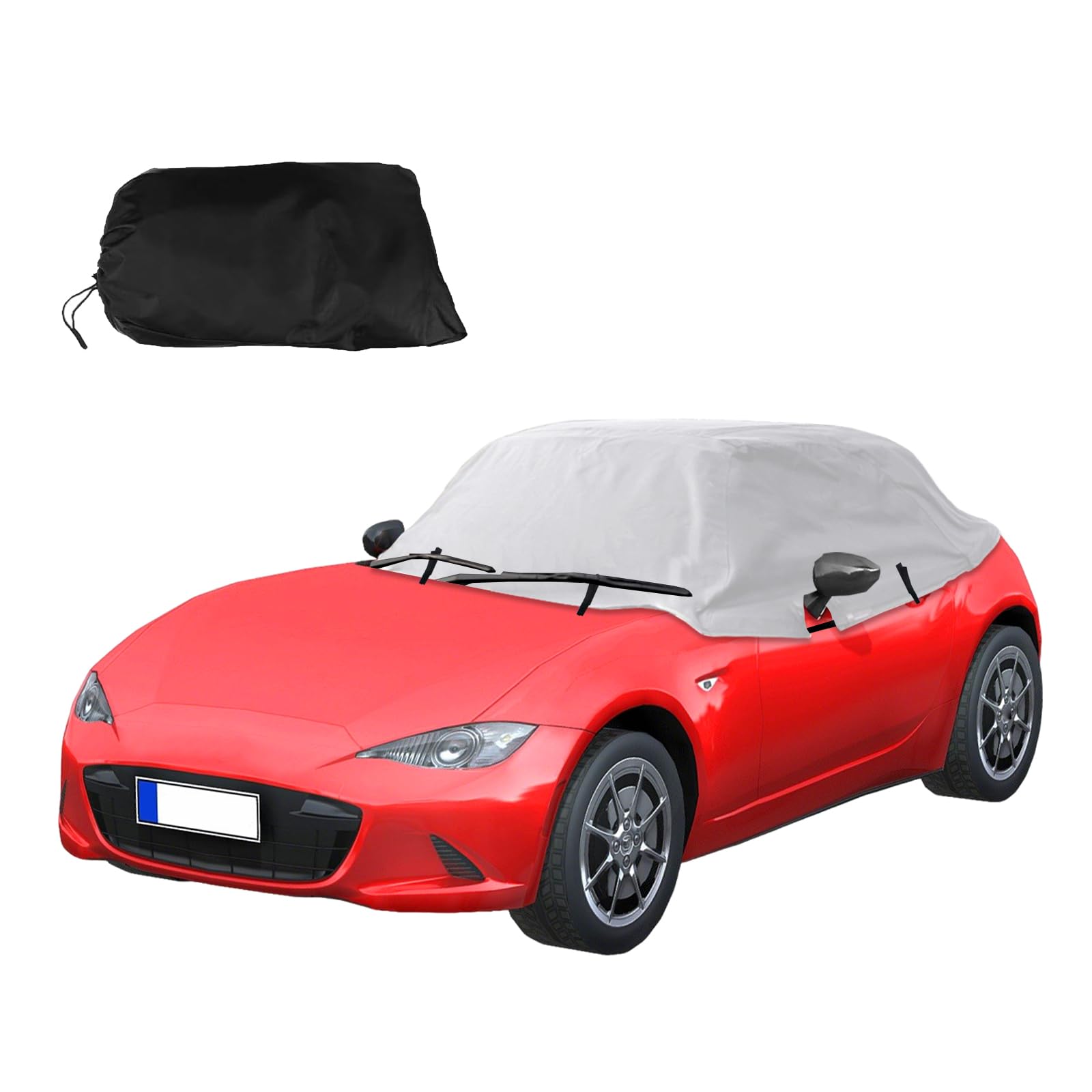 wasserdichte Autoabdeckung Halbgarage für Mazda, Oxford wasserdichte UV-Schutz Staubdichte Abdeckung vor Sonne EIS Frost Schnee für Mazda MX-5 MK1 NA MK2 NB MK2.5 1989-2023, 600D (Silber) von URCheers