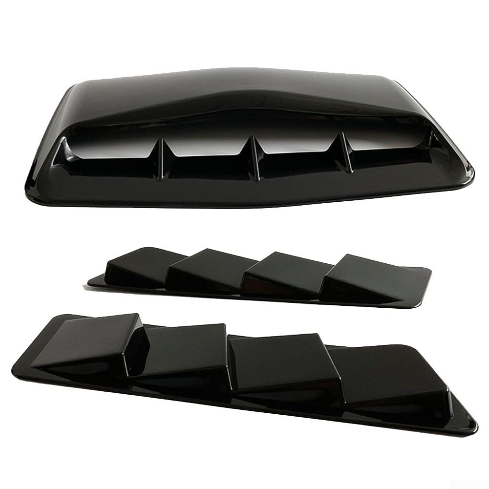 3 Stück/Set Universal Auto Vent Dekorative Luftströmung Einlass Motorhaube Schaufel Abdeckung Set Glänzend Schwarz von URPIZY