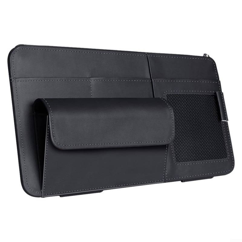 Auto-Sonnenblenden-Organizer, Auto-Innenzubehör, Taschen-Organizer, Auto-Leder-Innentasche, Sonnenblenden-Beutel, Tasche für Karten, Führerschein, Stift, Sonnenbrille, Schlüssel (schwarz) von URPIZY