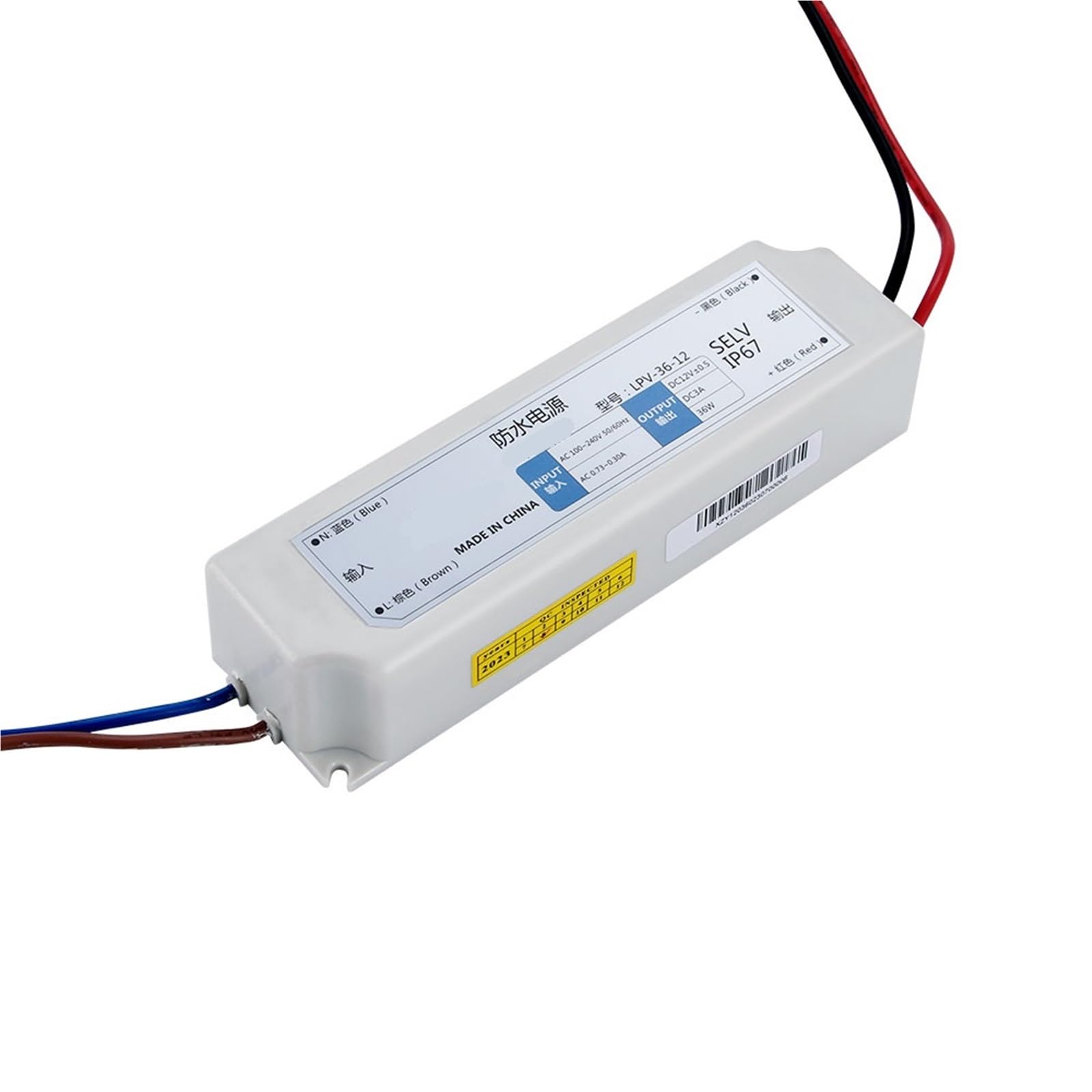 LPV-36-12 36W 12V 3A IP67 Kunststoffgehäuse Schaltnetzteil 1St von URUJAMOY