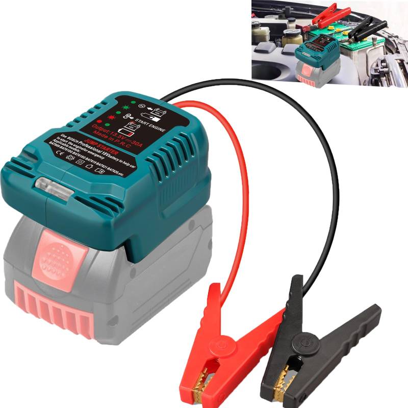 Auto-Batterie-Starthilfe-Adapter kompatibel mit Bosch Professional 18V System GBA Batterie, Batterie-Starter-Adapter für bis zu 3,5L Gas oder 3,5L Diesel-Motor mit 11AWG Jump Kit Kabel von URUN