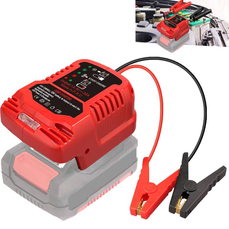 Auto-Batterie-Starthilfe-Adapter kompatibel mit Einhell Power X-Change 18 Volt Batterie, Batterie-Starter-Adapter für bis zu 3,5L Gas oder 3,5L Diesel-Motor mit 11AWG Jump Kit Kabel von URUN