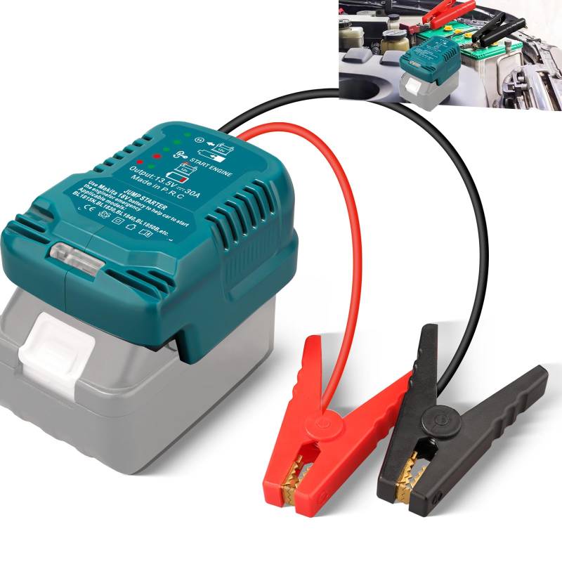 Auto-Batterie-Starthilfe-Adapter kompatibel mit Makita 18V Batterie, Batterie-Starter-Adapter für bis zu 3,5L Gas oder 3,5L Diesel-Motor mit 11AWG Jump Kit Kabel von URUN